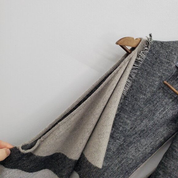 Womens One Size Cardigan Vest Waterfall Open Front Striped Fringe Hem Gray Black - Picture 8 of 13